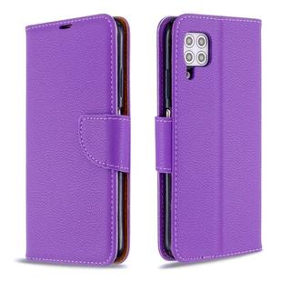 For Huawei P40 Lite Litchi Texture  Pure Color Horizontal Flip PU Leather Case with Holder & Card Slots & Wallet & Lanyard(Purple)