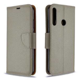For Huawei P40 Lite E / Y7P Litchi Texture  Pure Color Horizontal Flip PU Leather Case with Holder & Card Slots & Wallet & Lanyard(Grey)