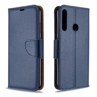 For Huawei P40 Lite E / Y7P Litchi Texture  Pure Color Horizontal Flip PU Leather Case with Holder & Card Slots & Wallet & Lanyard(Dark Blue)