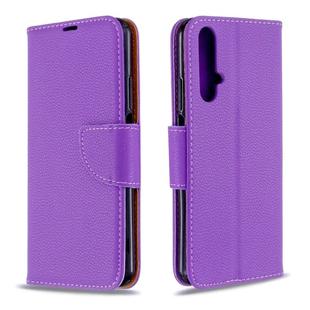 For Huawei Honor 20S Litchi Texture  Pure Color Horizontal Flip PU Leather Case with Holder & Card Slots & Wallet & Lanyard(Purple)