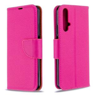 For Huawei Honor 20S Litchi Texture  Pure Color Horizontal Flip PU Leather Case with Holder & Card Slots & Wallet & Lanyard(Rose Red)