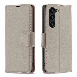 For Samsung Galaxy S23+ 5G Litchi Texture Pure Color Leather Phone Case(Grey)