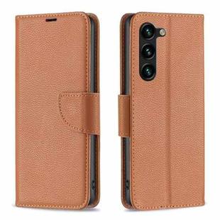 For Samsung Galaxy S23+ 5G Litchi Texture Pure Color Leather Phone Case(Brown)