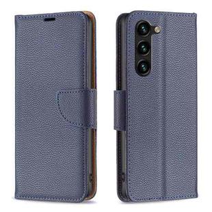 For Samsung Galaxy S23+ 5G Litchi Texture Pure Color Leather Phone Case(Blue)