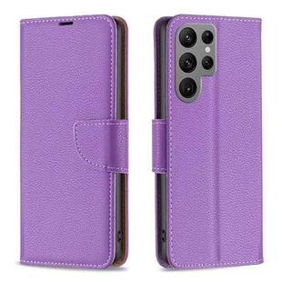 For Samsung Galaxy S23 Ultra 5G Litchi Texture Pure Color Leather Phone Case(Purple)