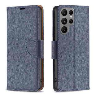 For Samsung Galaxy S23 Ultra 5G Litchi Texture Pure Color Leather Phone Case(Blue)