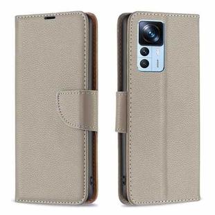 For Xiaomi 12T / 12T Pro / Redmi K50 Ultra Litchi Texture Pure Color Leather Phone Case(Grey)