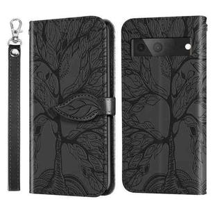 For Google Pixel 7 Life Tree Embossing Pattern Horizontal Flip Leather Phone Case(Black)