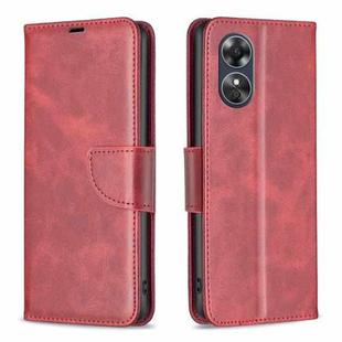 For OPPO A17 Lambskin Texture Leather Phone Case(Red)