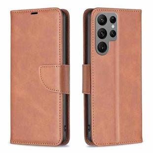 For Samsung Galaxy S23 Ultra 5G Lambskin Texture Leather Phone Case(Brown)