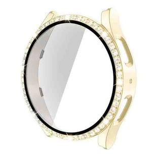 For Samsung Galaxy Watch5 40mm Single Row Diamond PC+Tempered Glass Watch Case(Gold)