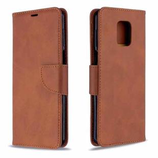 For Xiaomi Redmi Note 9S / Note 9 Pro / Note 9 Pro Max Retro Lambskin Texture Pure Color Horizontal Flip PU Leather Case with Holder & Card Slots & Wallet & Lanyard(Brown)