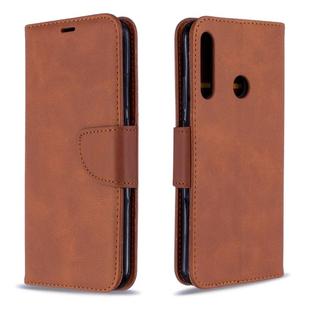 For Huawei P40 Lite E / Y7P Retro Lambskin Texture Pure Color Horizontal Flip PU Leather Case with Holder & Card Slots & Wallet & Lanyard(Brown)