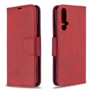 For Huawei Honor 20S Retro Lambskin Texture Pure Color Horizontal Flip PU Leather Case with Holder & Card Slots & Wallet & Lanyard(Red)