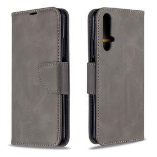For Huawei Honor 20S Retro Lambskin Texture Pure Color Horizontal Flip PU Leather Case with Holder & Card Slots & Wallet & Lanyard(Grey)