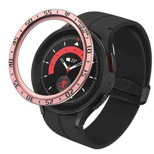 For Samsung Galaxy Watch5 Pro 45mm A Style Dial Steel Protective Frame(Rose Pink)