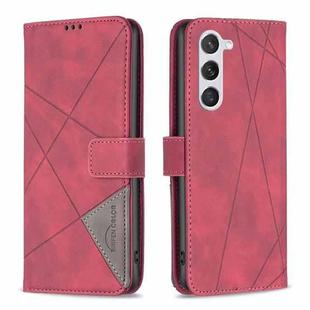 For Samsung Galaxy S23 5G Magnetic Buckle Rhombus Texture Leather Phone Case(Red)