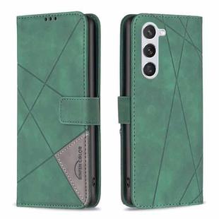 For Samsung Galaxy S23 5G Magnetic Buckle Rhombus Texture Leather Phone Case(Green)