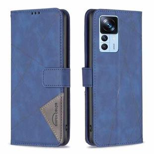 For Xiaomi 12T / 12T Pro / Redmi K50 Ultra Magnetic Buckle Rhombus Texture Leather Phone Case(Blue)
