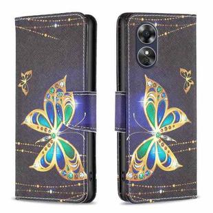 For OPPO A17 Colored Drawing Pattern Leather Phone Case(Big Butterfly)