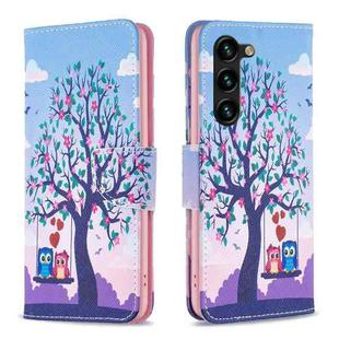 For Samsung Galaxy S23+ 5G Colored Drawing Pattern Leather Phone Case(Owl)