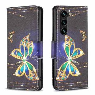 For Samsung Galaxy S23+ 5G Colored Drawing Pattern Leather Phone Case(Big Butterfly)