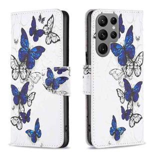 For Samsung Galaxy S23 Ultra 5G Colored Drawing Pattern Leather Phone Case(Butterflies)