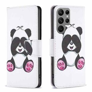 For Samsung Galaxy S23 Ultra 5G Colored Drawing Pattern Leather Phone Case(Panda)
