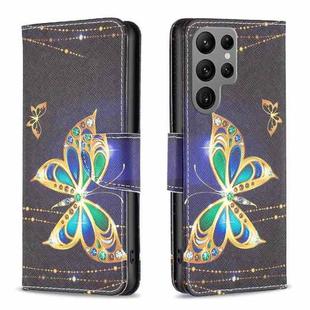 For Samsung Galaxy S23 Ultra 5G Colored Drawing Pattern Leather Phone Case(Big Butterfly)