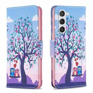 For Samsung Galaxy S23 5G Colored Drawing Pattern Leather Phone Case(Owl)