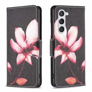 For Samsung Galaxy S23 5G Colored Drawing Pattern Leather Phone Case(Lotus)