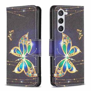 For Samsung Galaxy S23 5G Colored Drawing Pattern Leather Phone Case(Big Butterfly)