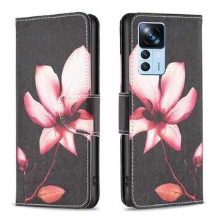 For Xiaomi 12T / 12T Pro / Redmi K50 Ultra Colored Drawing Pattern Leather Phone Case(Lotus)