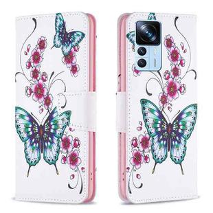 For Xiaomi 12T / 12T Pro / Redmi K50 Ultra Colored Drawing Pattern Leather Phone Case(Flowers Butterfly)