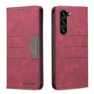 For Samsung Galaxy S23+ 5G BF10 Color Block Magnetic Flip Leather Phone Case(Red)