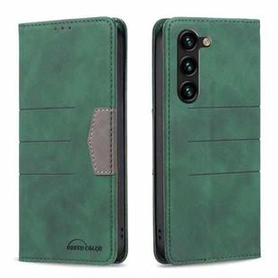 For Samsung Galaxy S23+ 5G BF10 Color Block Magnetic Flip Leather Phone Case(Green)