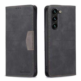 For Samsung Galaxy S23+ 5G BF10 Color Block Magnetic Flip Leather Phone Case(Black)