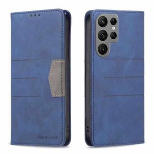 For Samsung Galaxy S23 Ultra 5G BF10 Color Block Magnetic Flip Leather Phone Case(Blue)