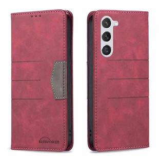 For Samsung Galaxy S23 5G BF10 Color Block Magnetic Flip Leather Phone Case(Red)