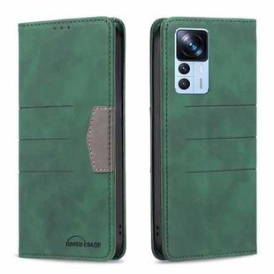 For Xiaomi 12T / 12T Pro / Redmi K50 Ultra BF10 Color Block Magnetic Flip Leather Phone Case(Green)