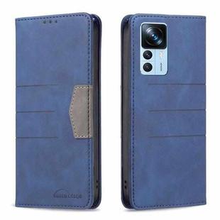 For Xiaomi 12T / 12T Pro / Redmi K50 Ultra BF10 Color Block Magnetic Flip Leather Phone Case(Blue)