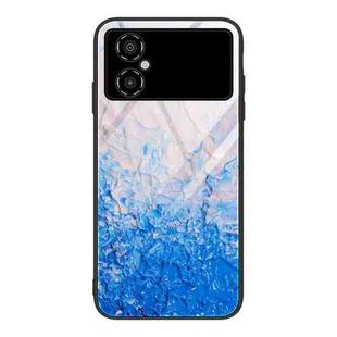 For Xiaomi Poco M4 Marble Pattern Glass Phone Case(Ocean Waves)