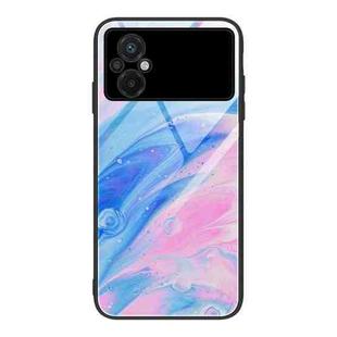 For Xiaomi Poco M5 Marble Pattern Glass Phone Case(Pink)