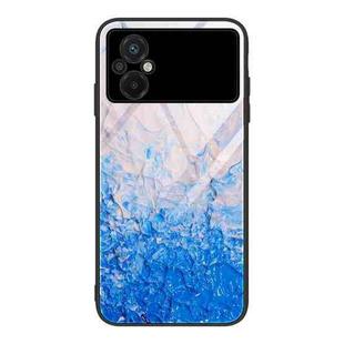 For Xiaomi Poco M5 Marble Pattern Glass Phone Case(Ocean Waves)