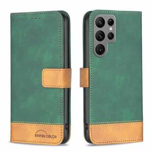 For Samsung Galaxy S23 Ultra 5G BF11 Color Matching Skin Feel Leather Phone Case(Green)