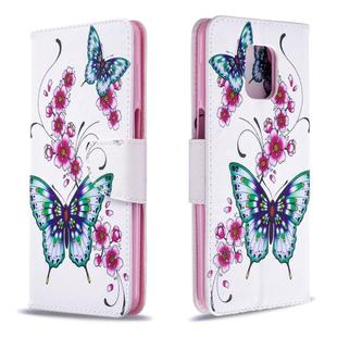 For Xiaomi Redmi Note 9S / Note 9 Pro / Note 9 Pro Max Colored Drawing Horizontal Flip Leather Case with Holder & Card Slots & Wallet(Peach Blossom and Butterfly)
