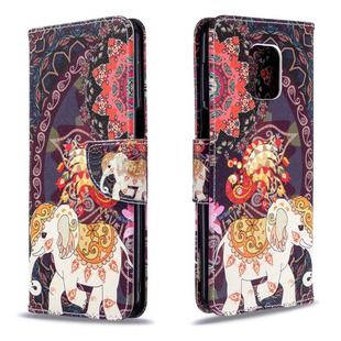 For Xiaomi Redmi Note 9S / Note 9 Pro / Note 9 Pro Max Colored Drawing Horizontal Flip Leather Case with Holder & Card Slots & Wallet(Flower Elephant)