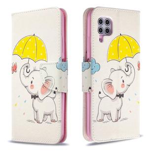 For Huawei P40 Lite Colored Drawing Horizontal Flip Leather Case with Holder & Card Slots & Wallet(Elephant under the Umbrella)