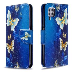 For Huawei P40 Lite Colored Drawing Horizontal Flip Leather Case with Holder & Card Slots & Wallet(Golden Butterfly)