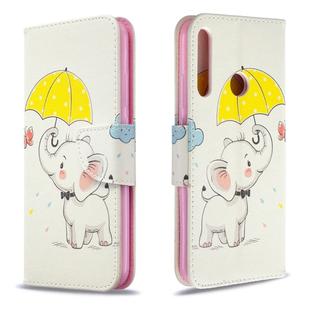 For Huawei P40 Lite E / Y7P Colored Drawing Horizontal Flip Leather Case with Holder & Card Slots & Wallet(Elephant under the Umbrella)